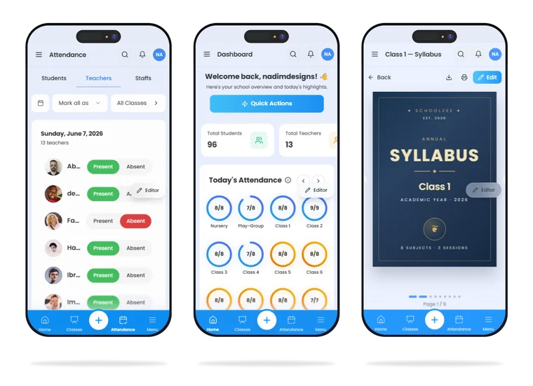 SchoolZee অ্যাপে প্রতিষ্ঠান ব্যবস্থাপনা